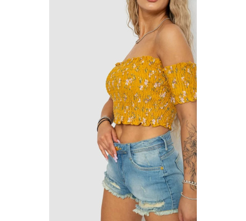 Топ женский с цветочным принтом, цвет горчичный, 244R300