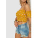 Топ женский с цветочным принтом, цвет горчичный, 244R300