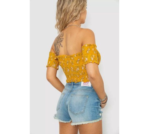 Топ женский с цветочным принтом, цвет горчичный, 244R300
