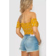 Топ женский с цветочным принтом, цвет горчичный, 244R300