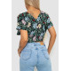 Блуза-топ з квітковим принтом, колір чорно-зелений, 244R292