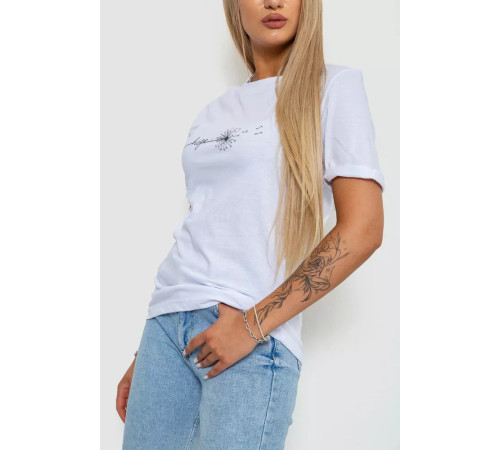 Футболка жіноча з принтом, колір білий, 238R01638