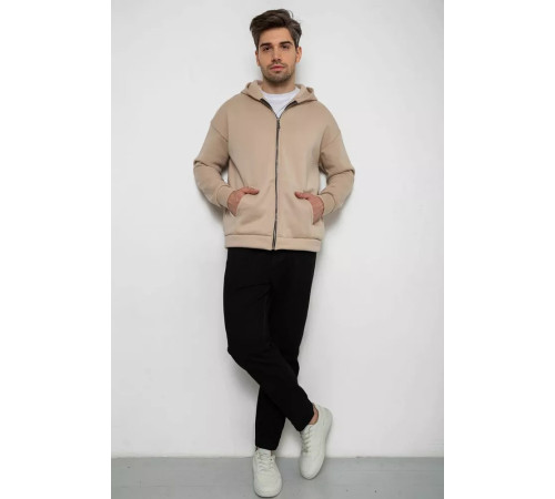 Кофта чоловіча на флісі з капюшоном, колір світло-бежевий, 238R58698