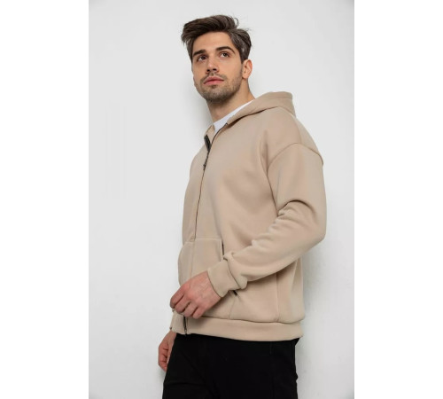 Кофта чоловіча на флісі з капюшоном, колір світло-бежевий, 238R58698