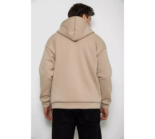 Кофта чоловіча на флісі з капюшоном, колір світло-бежевий, 238R58698