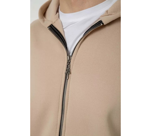 Кофта чоловіча на флісі з капюшоном, колір світло-бежевий, 238R58698