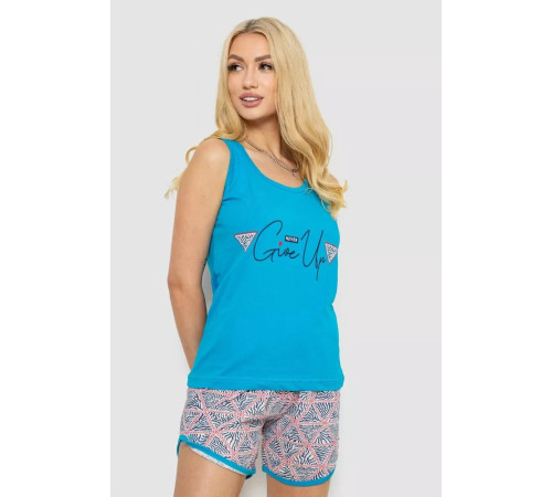 Пижама женская с принтом, цвет голубой, 243R2061.