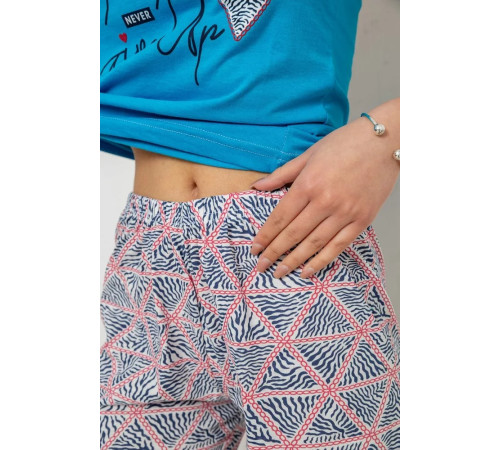 Пижама женская с принтом, цвет голубой, 243R2061.