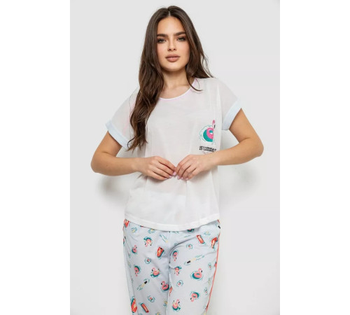 Женская пижама с принтом, цвет белый, 243R6013-P7