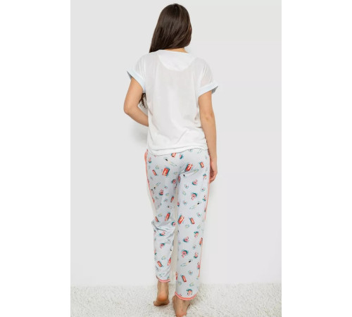 Женская пижама с принтом, цвет белый, 243R6013-P7