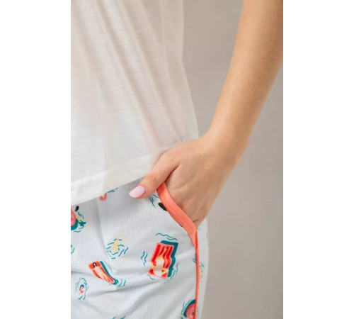 Женская пижама с принтом, цвет белый, 243R6013-P7