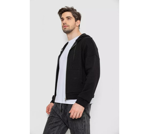 Кофта мужская на молнии с капюшоном, цвет черный, 238R103.