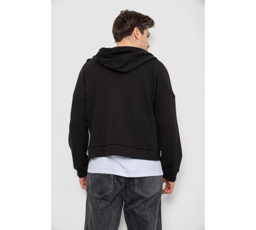 Кофта мужская на молнии с капюшоном, цвет черный, 238R103.