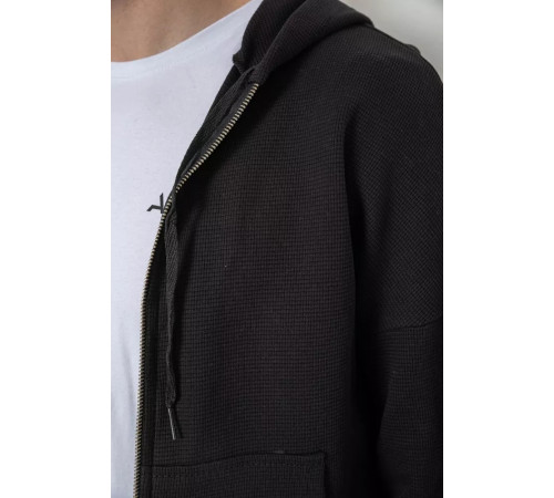 Кофта мужская на молнии с капюшоном, цвет черный, 238R103.