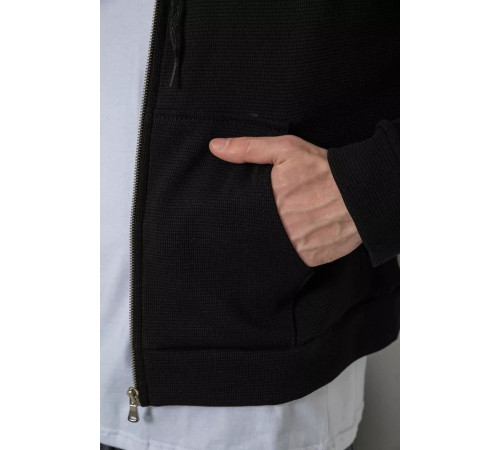 Кофта мужская на молнии с капюшоном, цвет черный, 238R103.