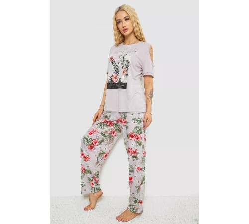 Піжама жіноча з принтом, колір світло-бузковий, 243R3038-C