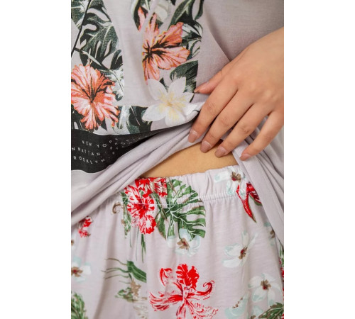 Піжама жіноча з принтом, колір світло-бузковий, 243R3038-C