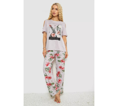 Піжама жіноча з принтом, колір світло-бузковий, 243R3038-C