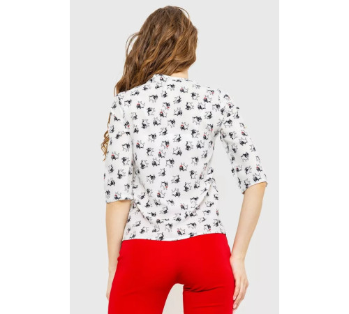 Блуза з принтом, колір молочно-чорний, 230R1121