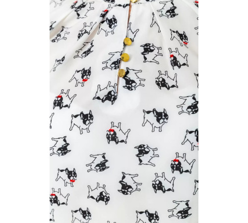 Блуза з принтом, колір молочно-чорний, 230R1121