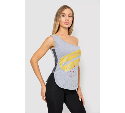 Майка жіноча зі стразами, колір сірий, 247R029