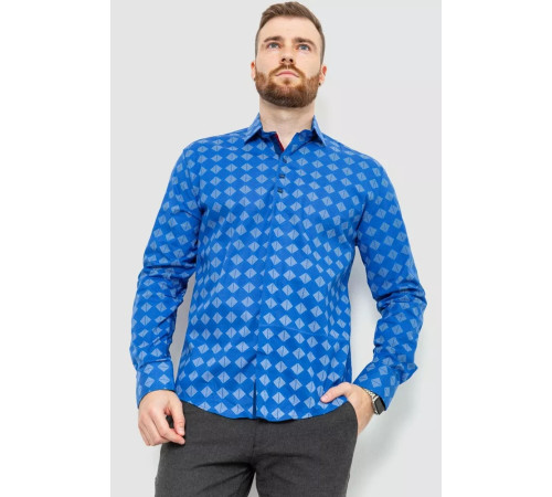 Рубашка мужская с принтом, цвет электрик, 214R7039