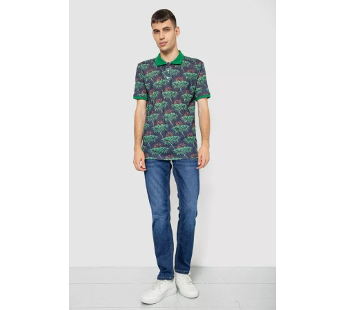 Поло мужское с принтом, цвет зелено-синий, 247R309