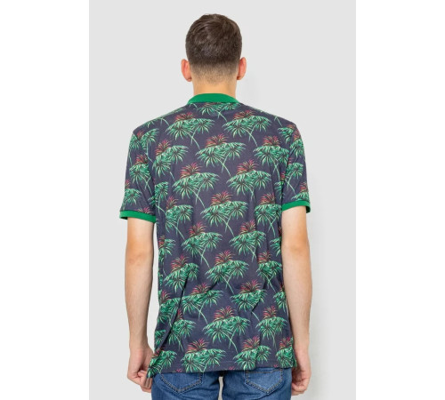 Поло мужское с принтом, цвет зелено-синий, 247R309