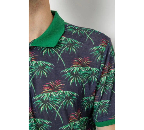 Поло мужское с принтом, цвет зелено-синий, 247R309