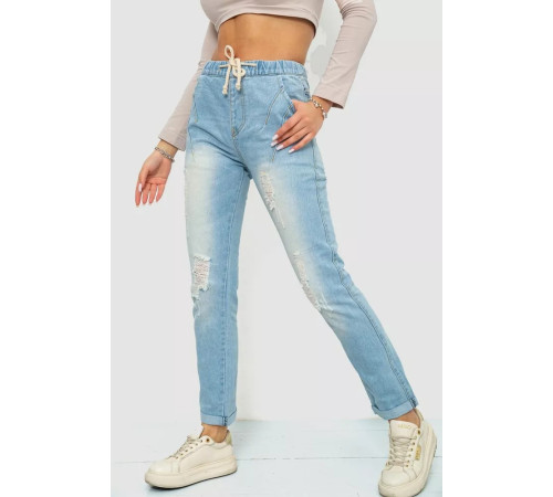 Джинси жіночі на резинці, колір блакитний, 244R5006