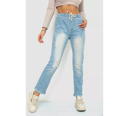 Джинси жіночі на резинці, колір блакитний, 244R5006