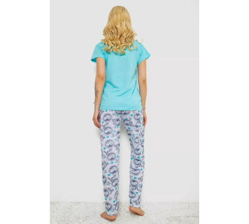 Женская пижама с принтом, цвет бирюзовый, 243R2499