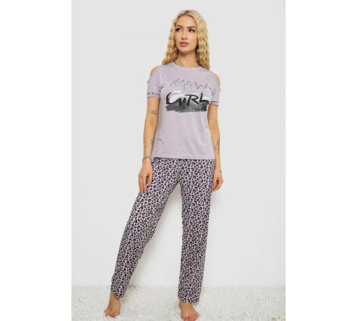 Піжама жіноча з принтом, колір світло-бузковий, 243R2038-B