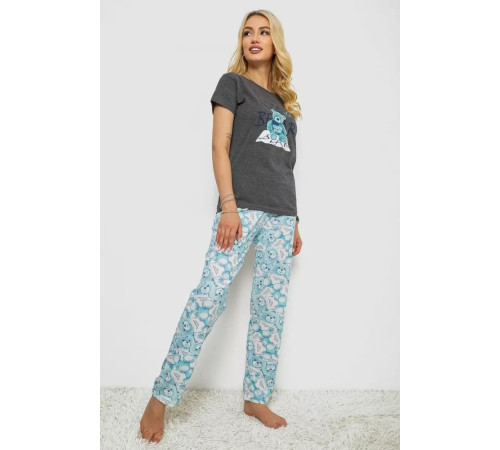 Женская пижама с принтом, цвет серый, 243R3577