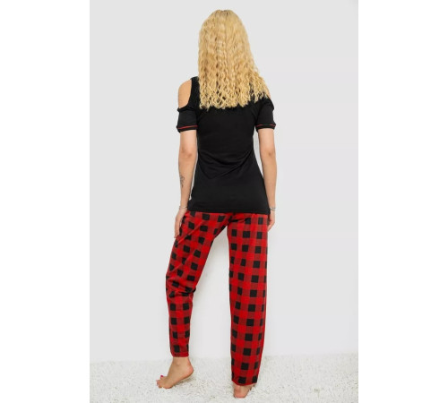 Піжама жіноча з принтом, колір чорно-червоний, 243R2038-E