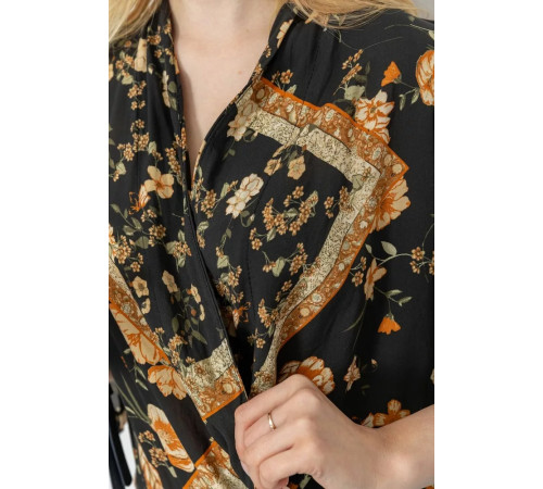 Боди с цветочным принтом, цвет черно-бежевый, 244R049