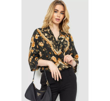 Боді з квітковим принтом, колір чорно-бежевий, 244R049