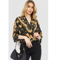 Боді з квітковим принтом, колір чорно-бежевий, 244R049