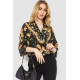 Боди с цветочным принтом, цвет черно-бежевый, 244R049