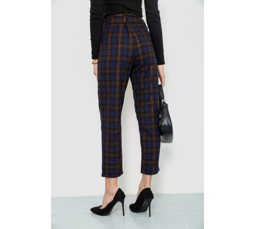 Штани жіночі в клітинку, колір синьо-коричневий, 244R157