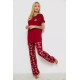 Женская пижама с принтом, цвет бордовый, 243R7020