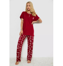 Женская пижама с принтом, цвет бордовый, 243R7020