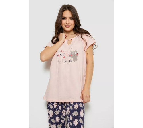 Пижама женская с принтом, цвет розовый, 243R1600-016