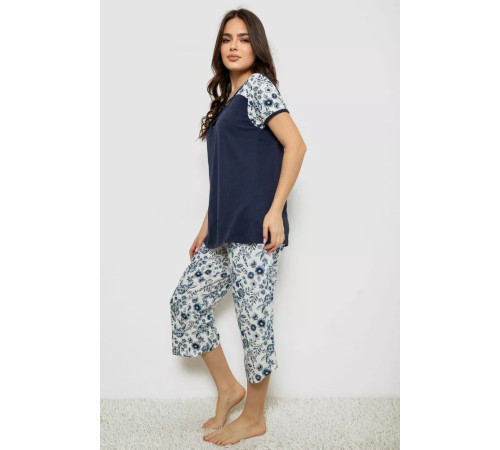 Жіноча піжама з принтом, колір синій, 243R1602-001