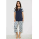 Жіноча піжама з принтом, колір синій, 243R1602-001