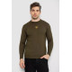 Светр чоловічий однотонний з вишивкою тризуб, колір хакі, 161R008