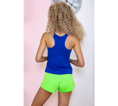 Женская майка синего цвета, с ярким принтом, 167R232.