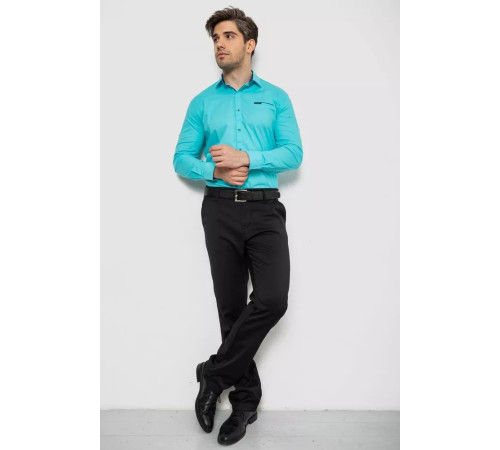 Рубашка мужская с коротким рукавом, цвет бирюзовый, 214R7008.