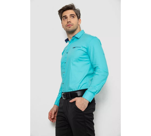 Рубашка мужская с коротким рукавом, цвет бирюзовый, 214R7008.