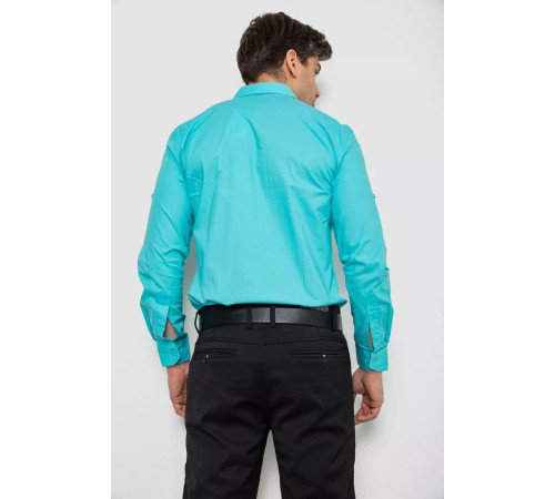 Рубашка мужская с коротким рукавом, цвет бирюзовый, 214R7008.
